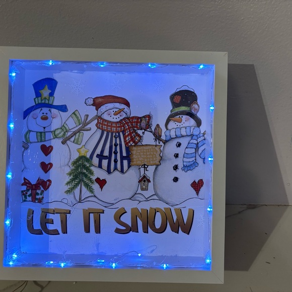 Other - Snowman LED Light Box with Blue Accents